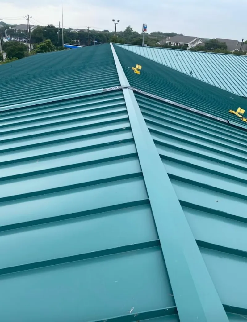 Green commercial metal roof ridge and valley for Metal Roof Repair in Hesperia